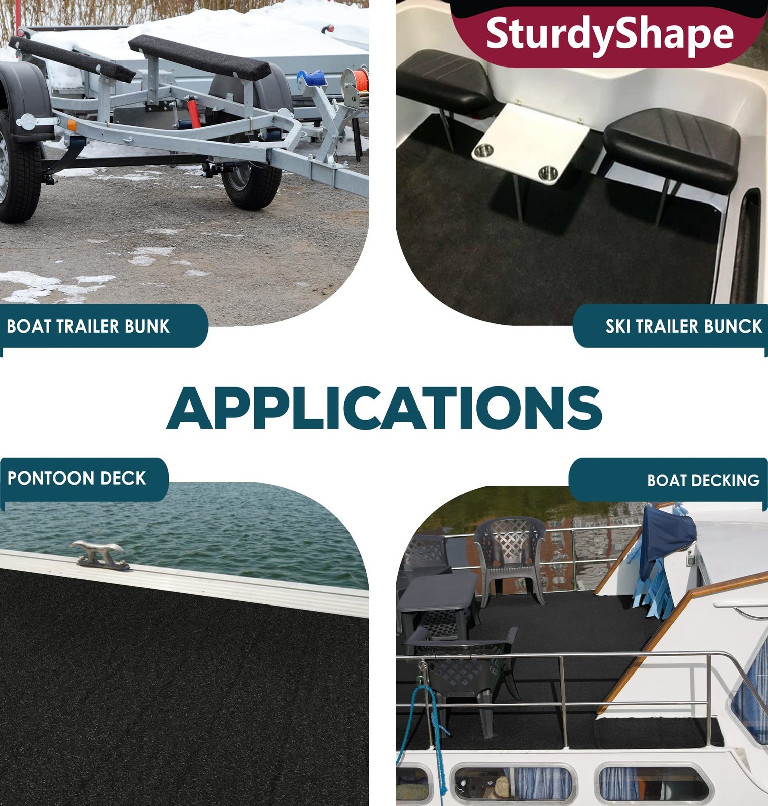 SturdyShape Premium Boat Trailer Bunk Carpet Kit 20inx20ft 25oz – Marine Carp…