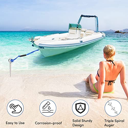 Sand Anchor for Boat, Beach Anchor Boat 36inch 2 Pack Chromium-Plated Steel