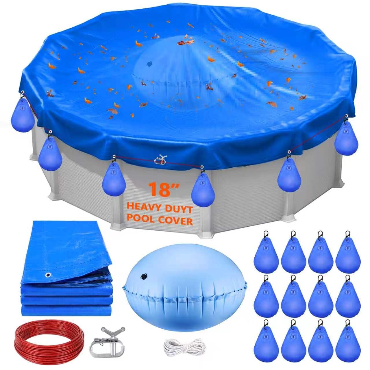 18FT Round Above Ground Pool Cover Thick Pool Cover Protector Cover with Winc…