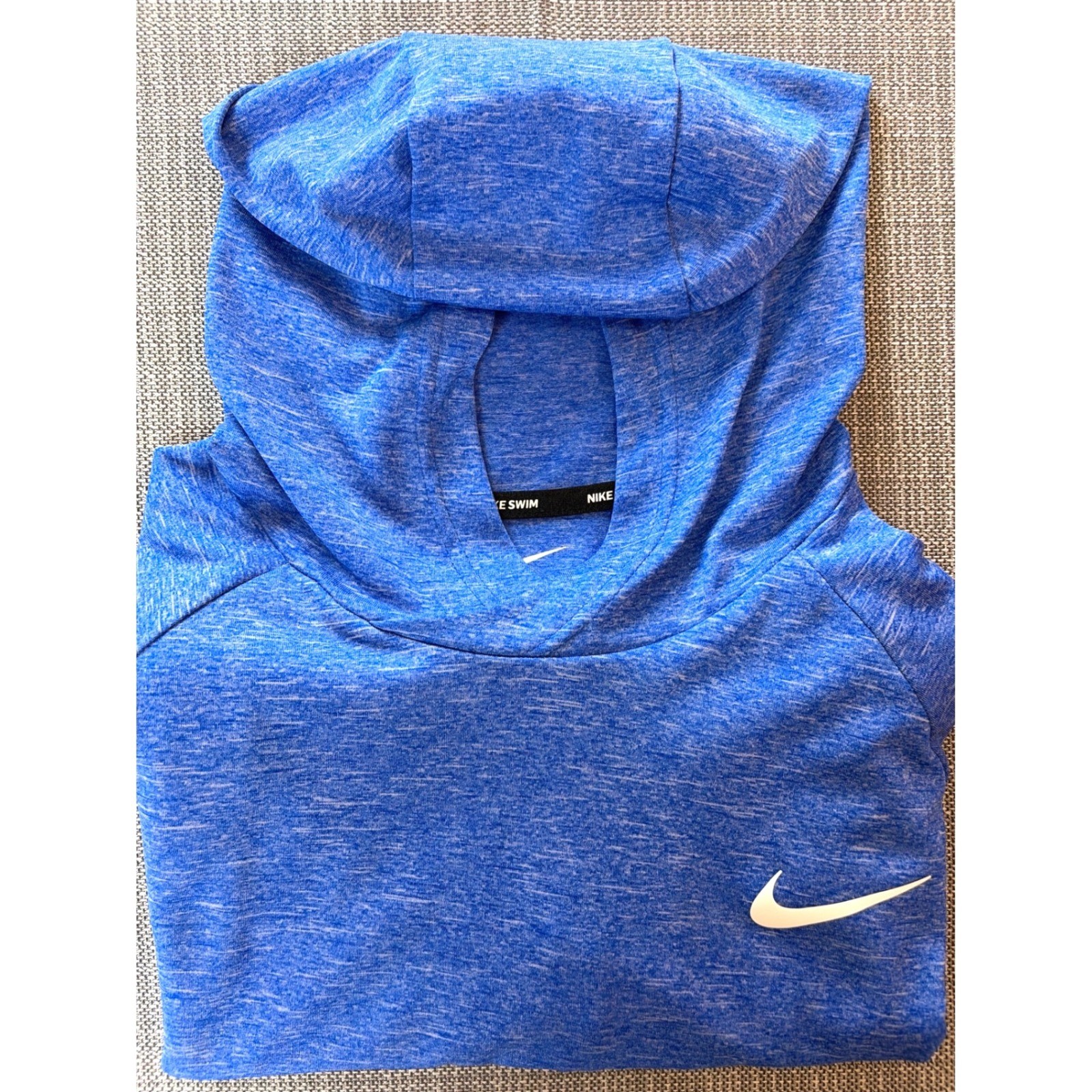 Nike Men Medium Swim Hoodie Blue UPF 40+ Rash Guard Dri-FIT Beach Surf