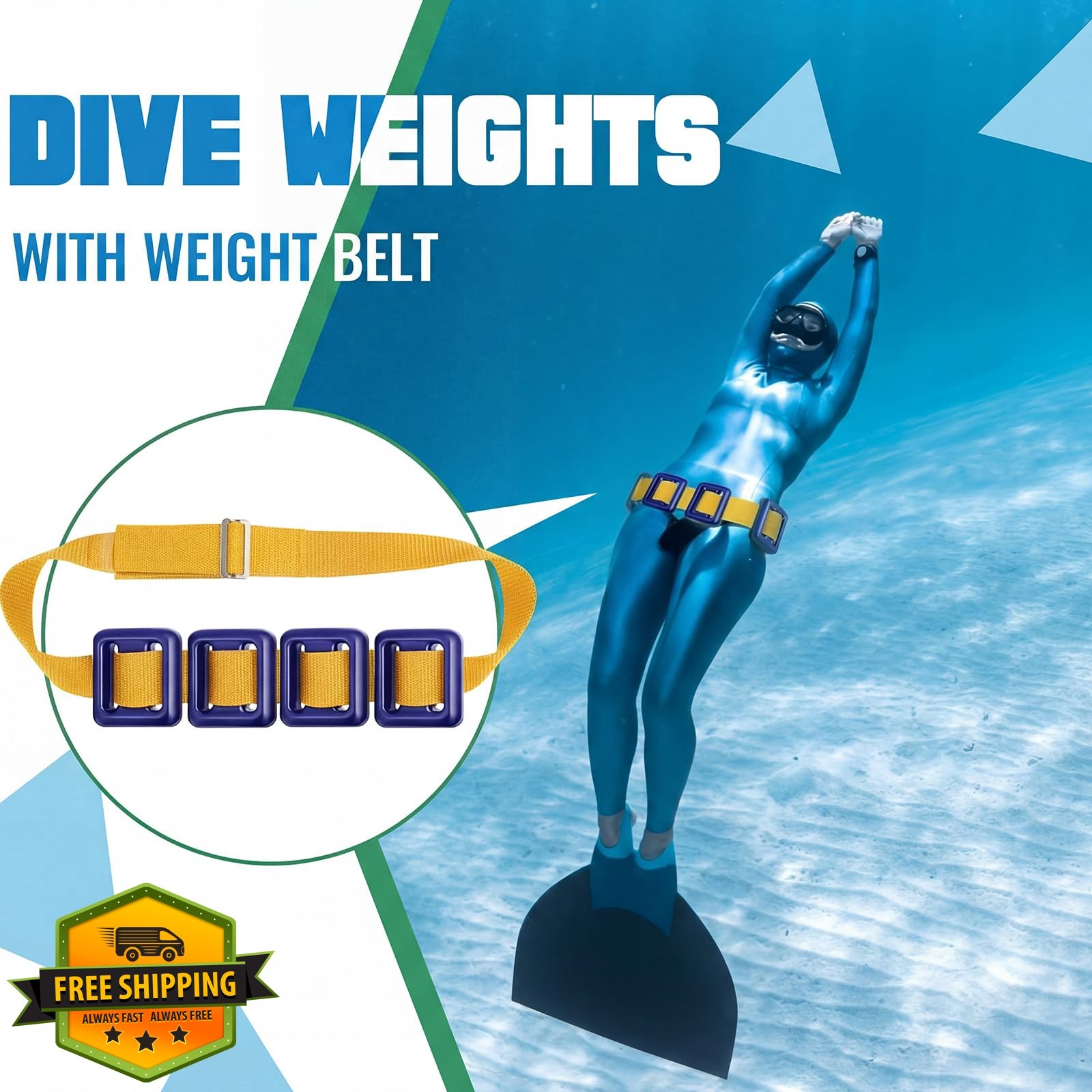 Tellegloww Dive Weights Belt 3.3 Pounds Yellow