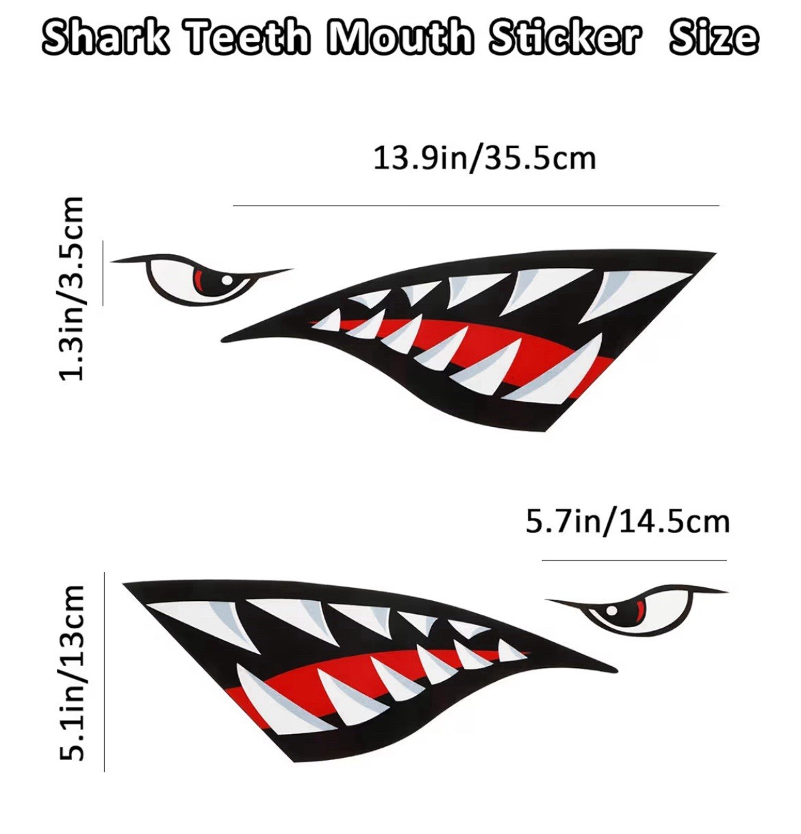 4 Pieces Shark Teeth Mouth Kayak Stickers Decals Kayak Decals Waterproof Cano…
