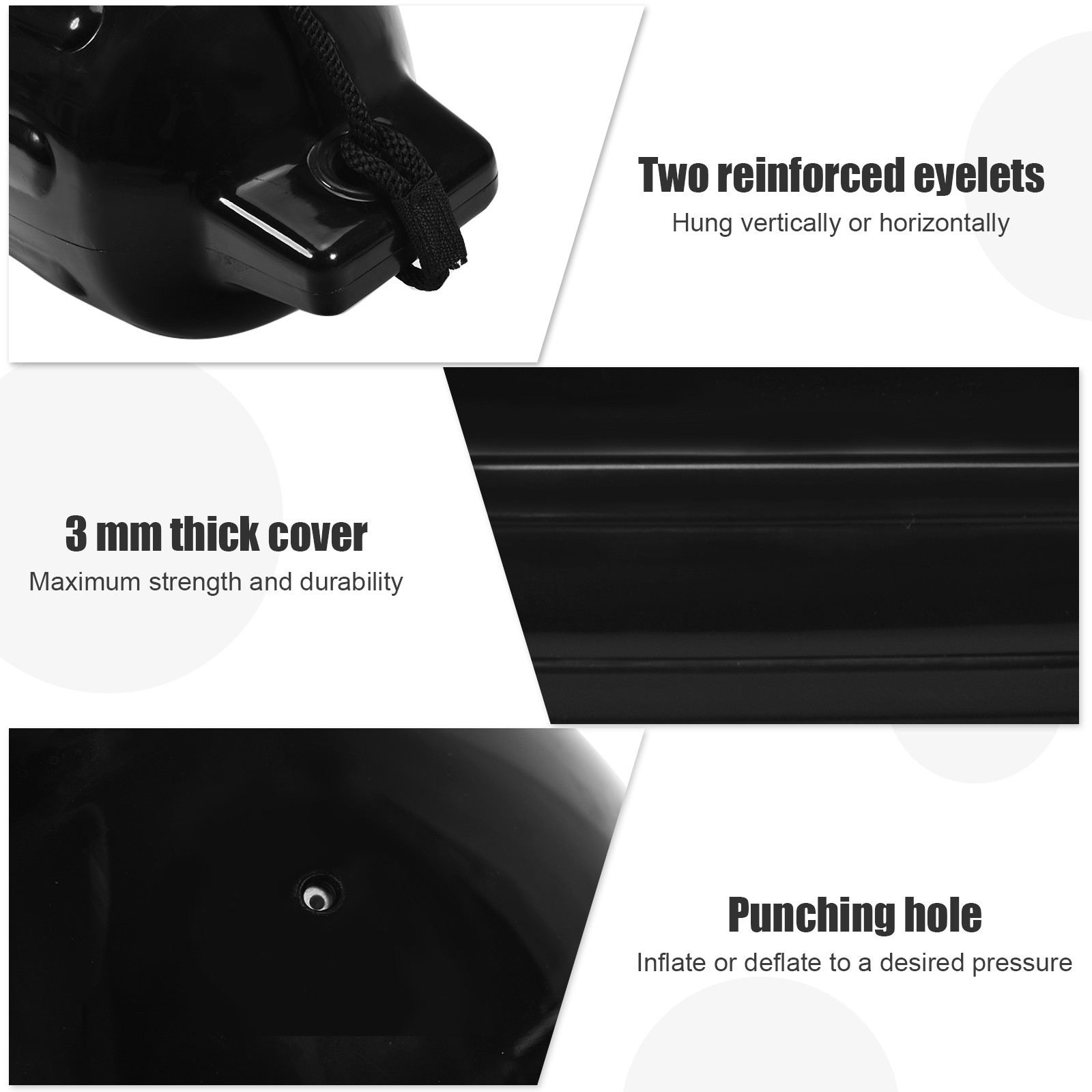 4 PCs 23″ Boat Fenders Hand Inflatable Marine Bumper Shield Protection Black