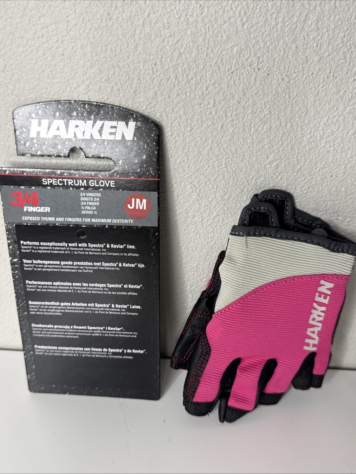 New Harken Spectrum Sailing Gloves Pink 3/4 Finger Junior Medium JM
