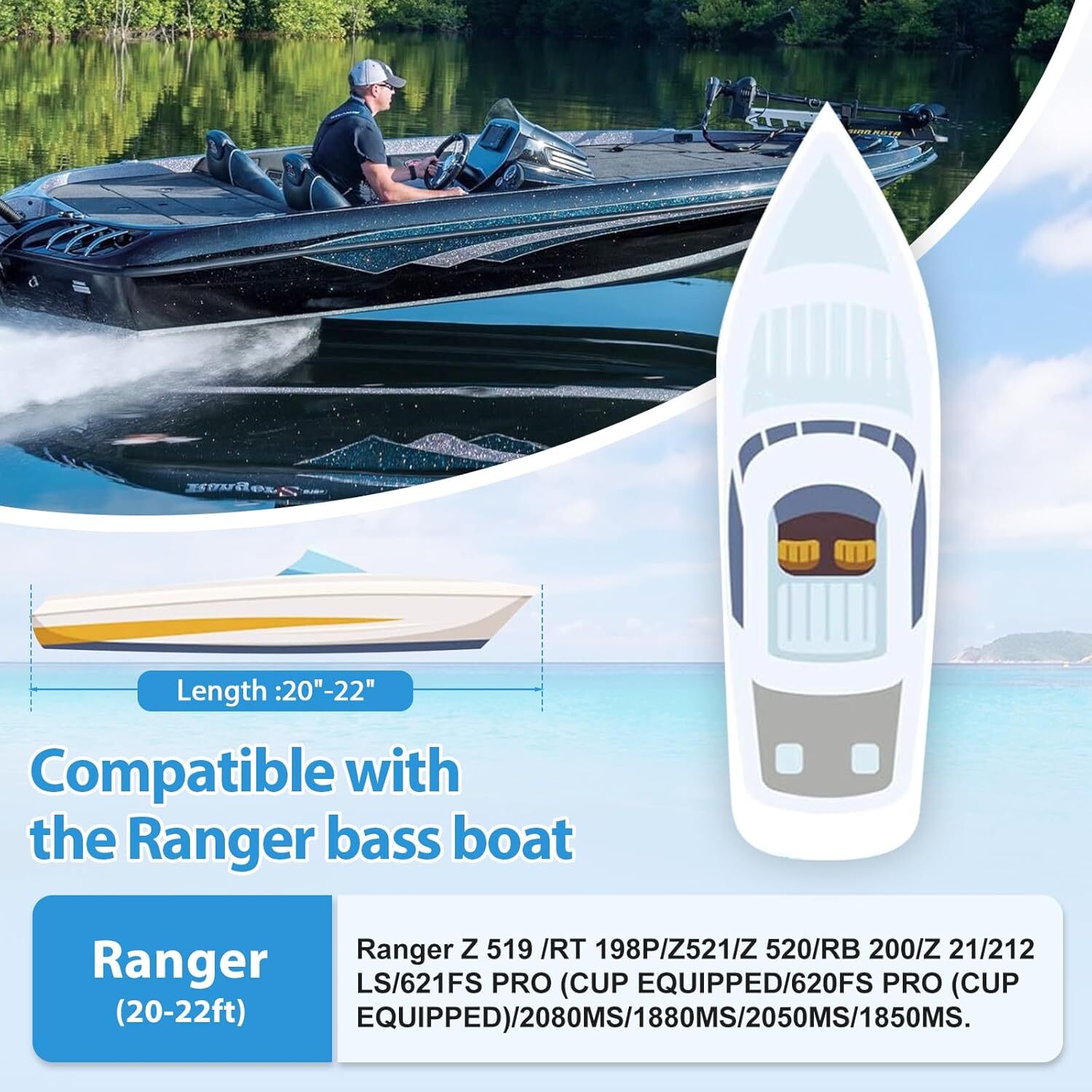 Waterproof Boat Cover 20-22ft, Heavy Duty 800D Marine Grade Oxford Cloth,