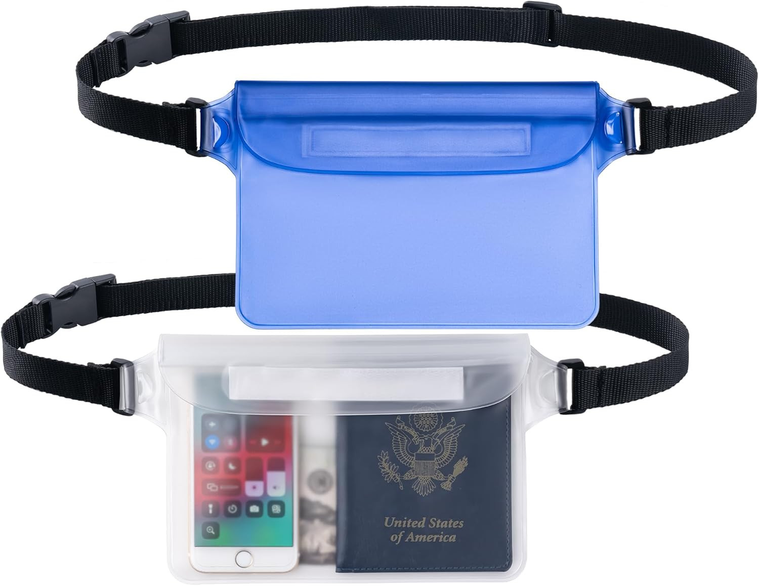 2-Pack Waterproof Pouch with Adjustable Waist Strap | Screen Touch Sensitive Dry