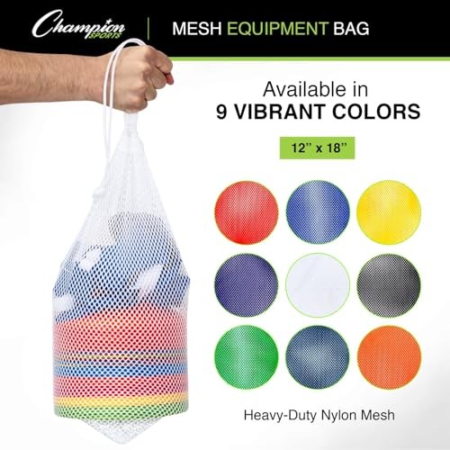 Mesh Equipment Bag – Heavy-Duty Nylon Drawstring Bag with Lock 12″ x 18″ Blue