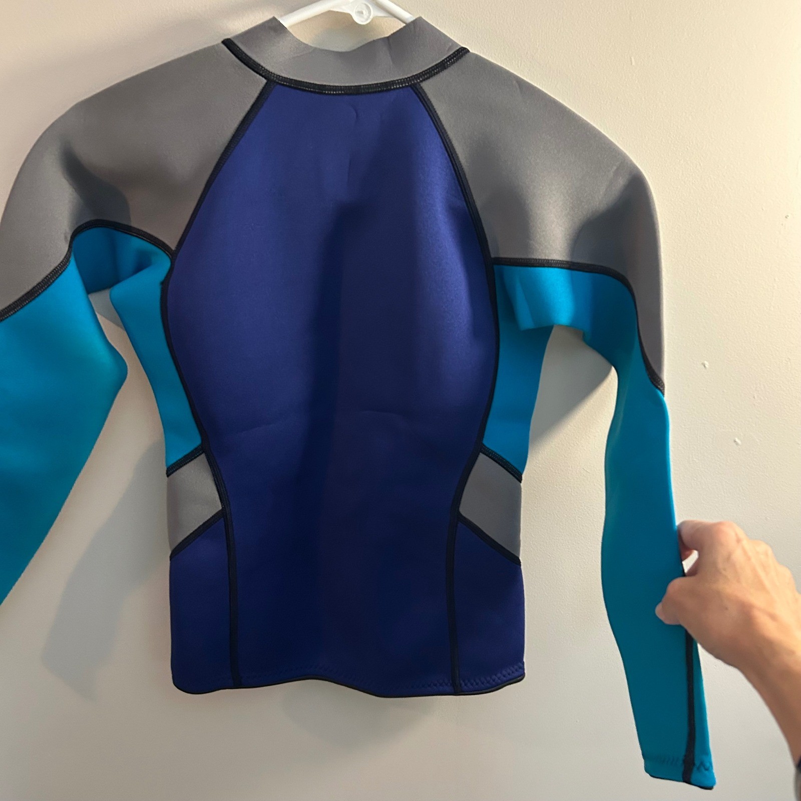Gold Fin Womens Neoprene Jacket Full Zip Athletic Blue Gray Aqua Small
