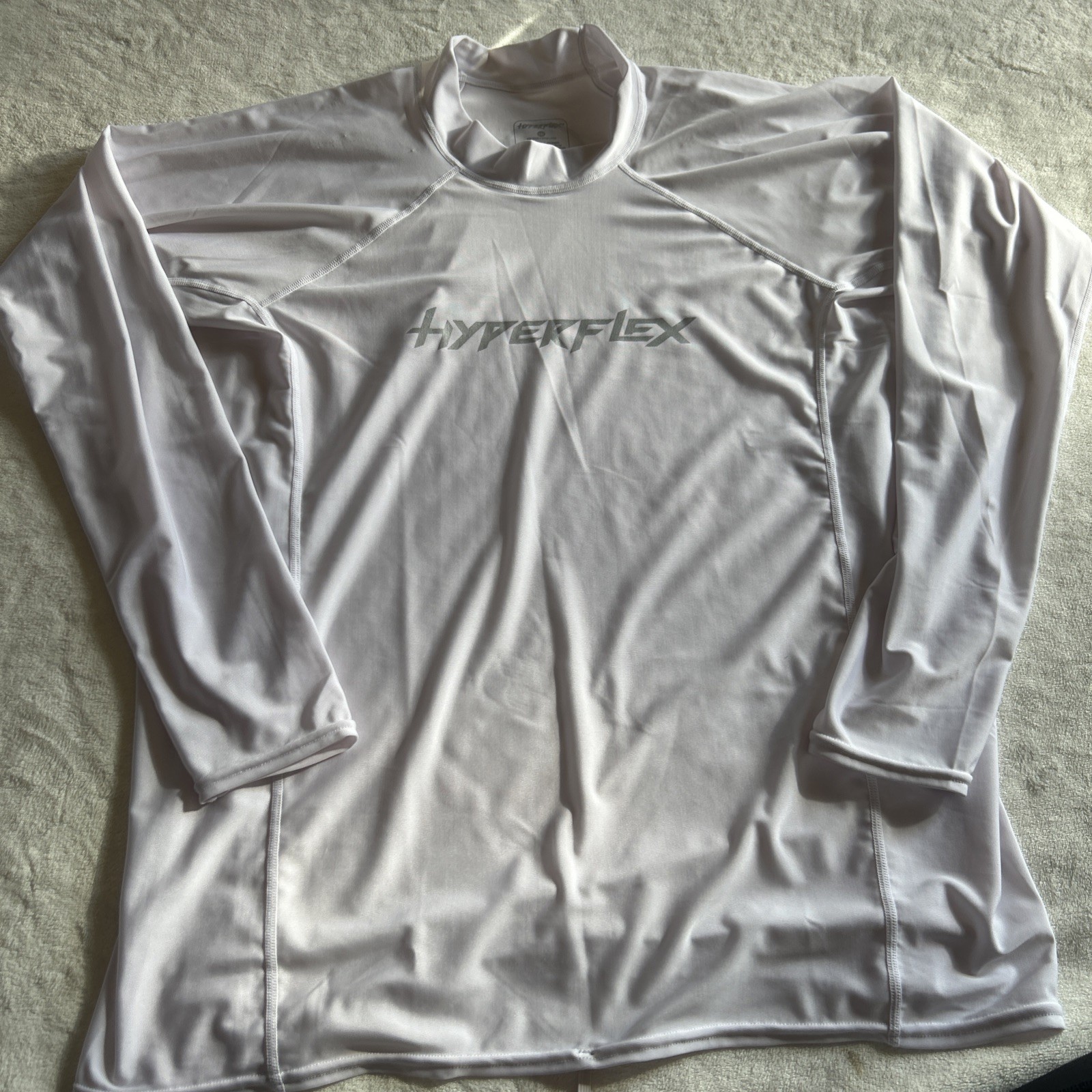 Hyperflex Men’s Rashguard Loose Fit Long Sleeve 50+ UV Protection White 2XL