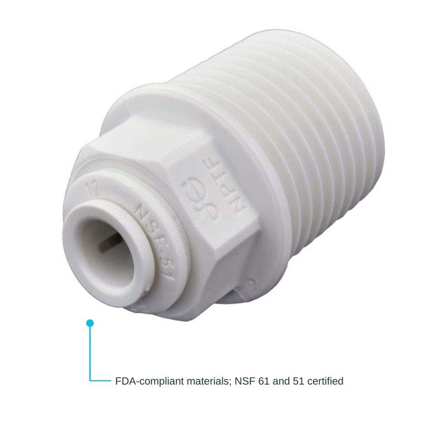 John Guest 1/4 Inch OD x 1/2 Inch NPT Male Connector, Push to Connect Plastic…
