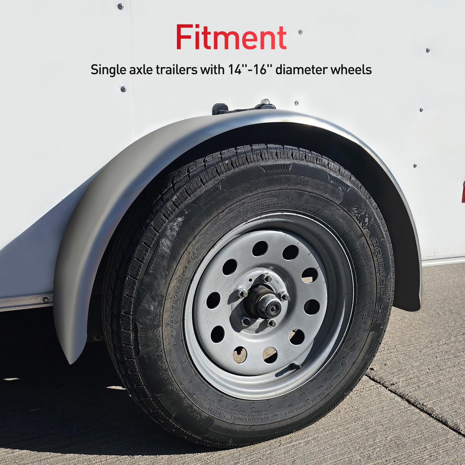 Single Axle Steel Trailer Fenders 14″-16″ Wheels, 32″x9″x15″ (2 Pack)