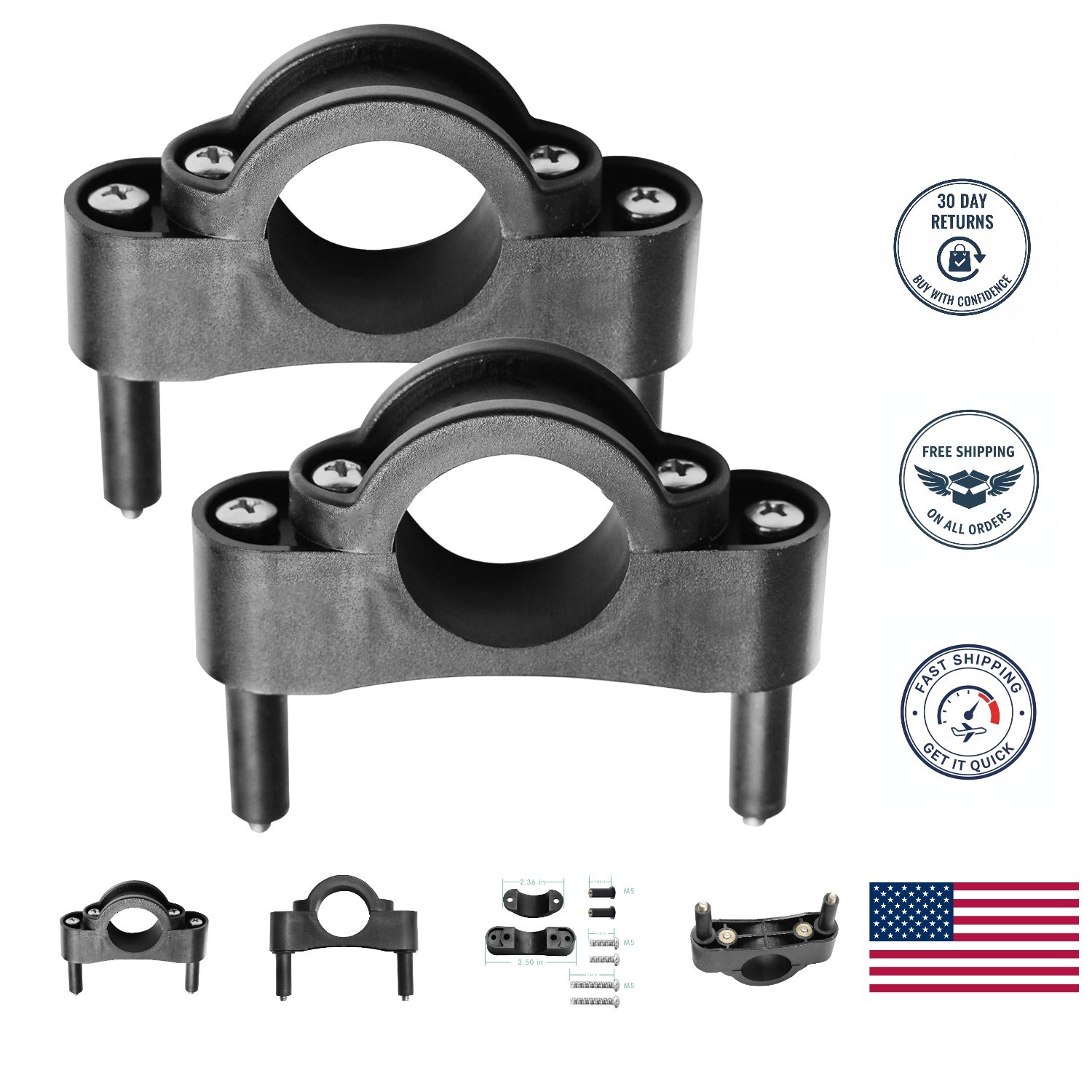 Durable Nylon Kayak Stabilizer Rods with Complete Mounting Accessories – Black