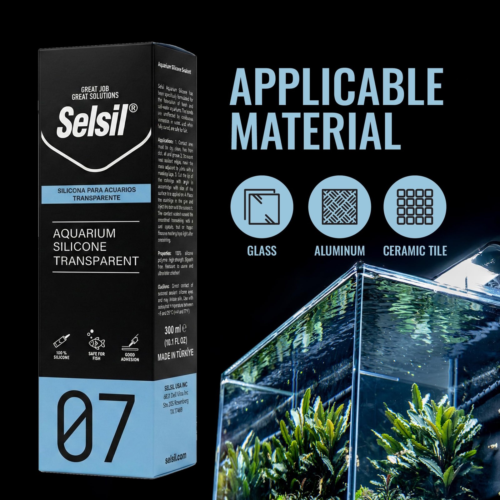 SELSIL Aquarium Silicone Clear Sealant – 300 milliliters / 10.14 Fl Oz,
