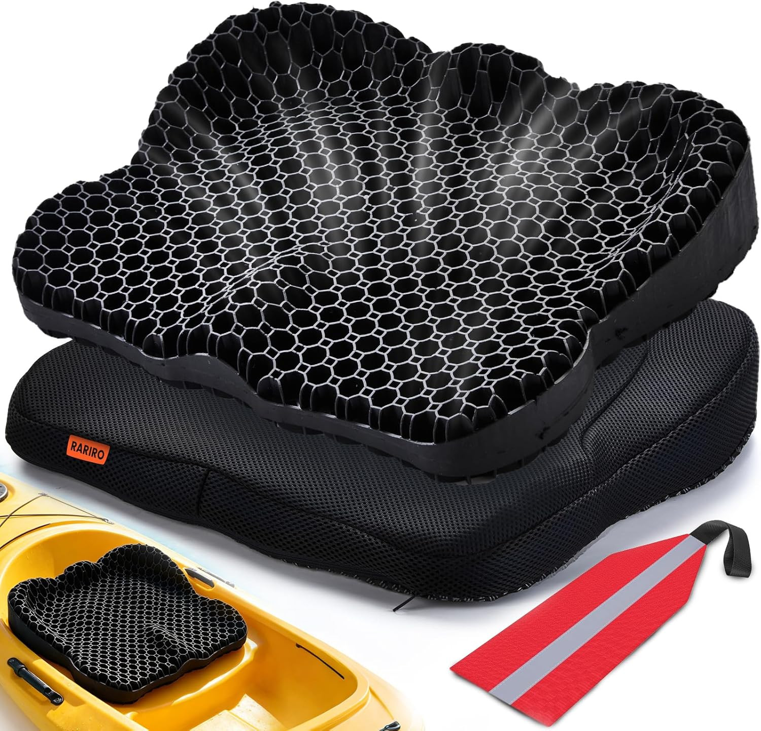 Premium Gel Kayak Seat Cushion, Thickened Non-Slip Waterproof Seat Pad, Breathab