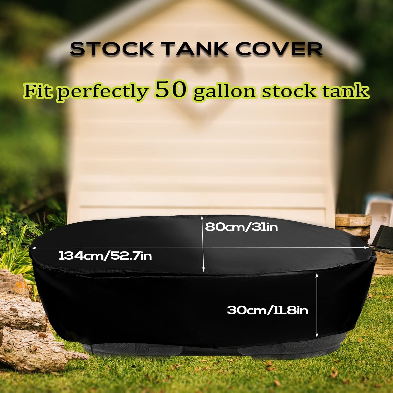 Waterproof Oval Storage Tank Cover, Black, 52.8 x 31.5 x 11.8 inches, Custom,…