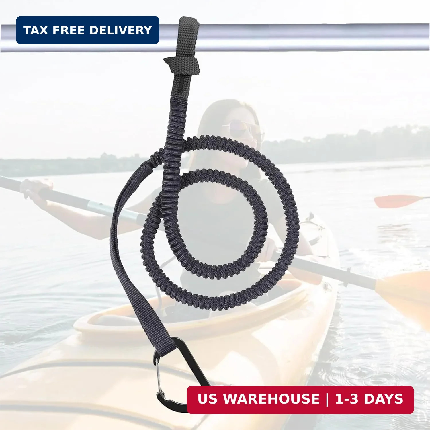 Kayak Paddle Leash Kayak Rod Leash, 3-7 ft Stretchable Strap Lanyard Rope for SU