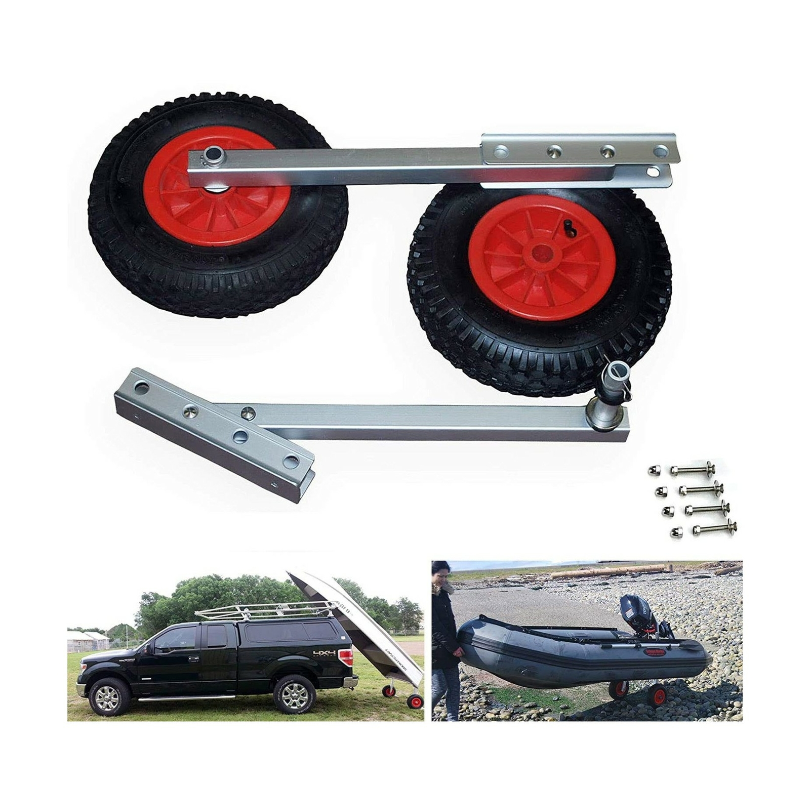 Seamax EZ Load Boat Launching Wheels Set for Inflatable Boat & Aluminum Boat,…