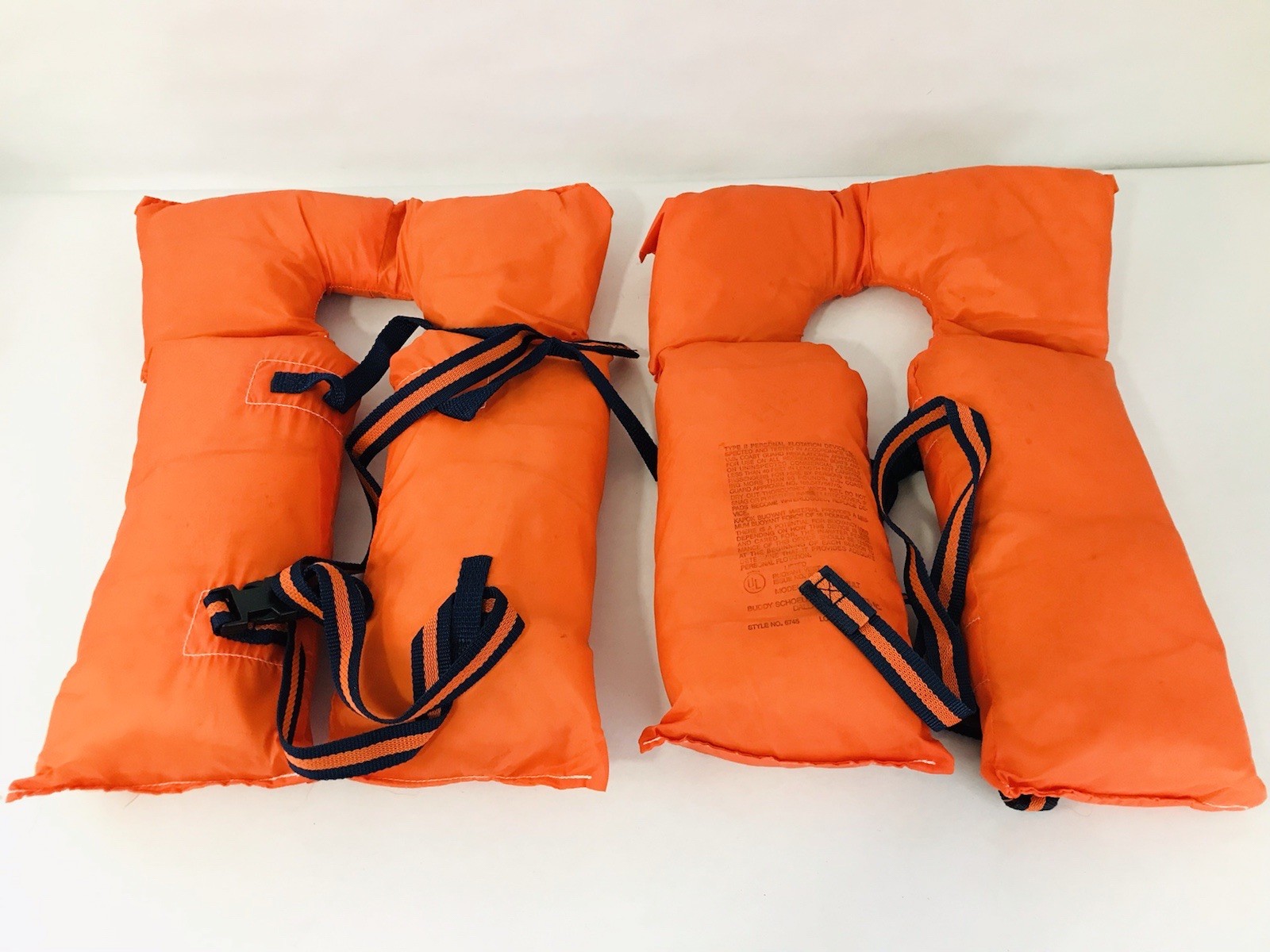Rare Vintage Adult Life Jackets Lot Of 5 With Case Orange Type II