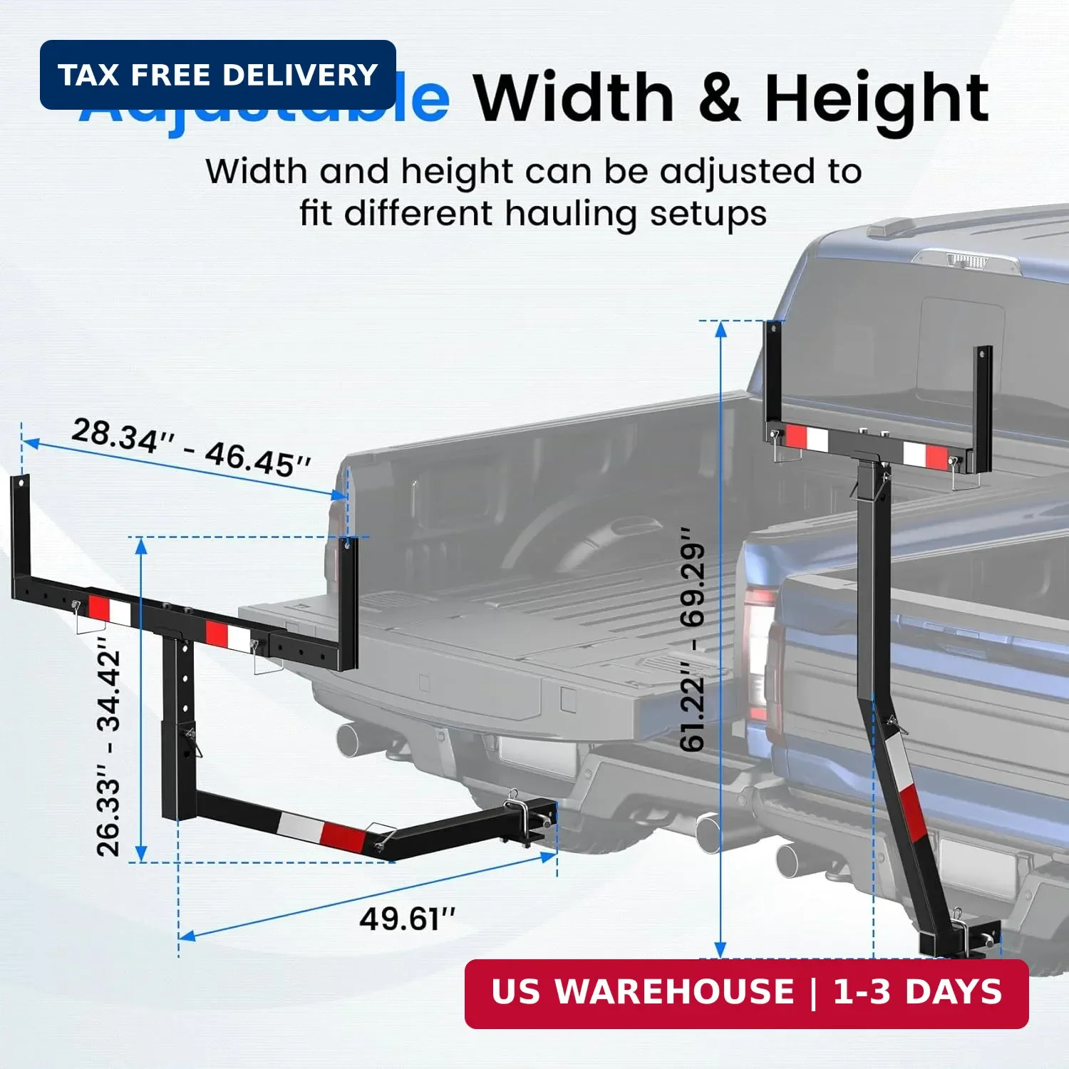 JY PERFORMANCE Truck Bed Extender Hitch Mount, Pickup Truck Bed Extender for Kay