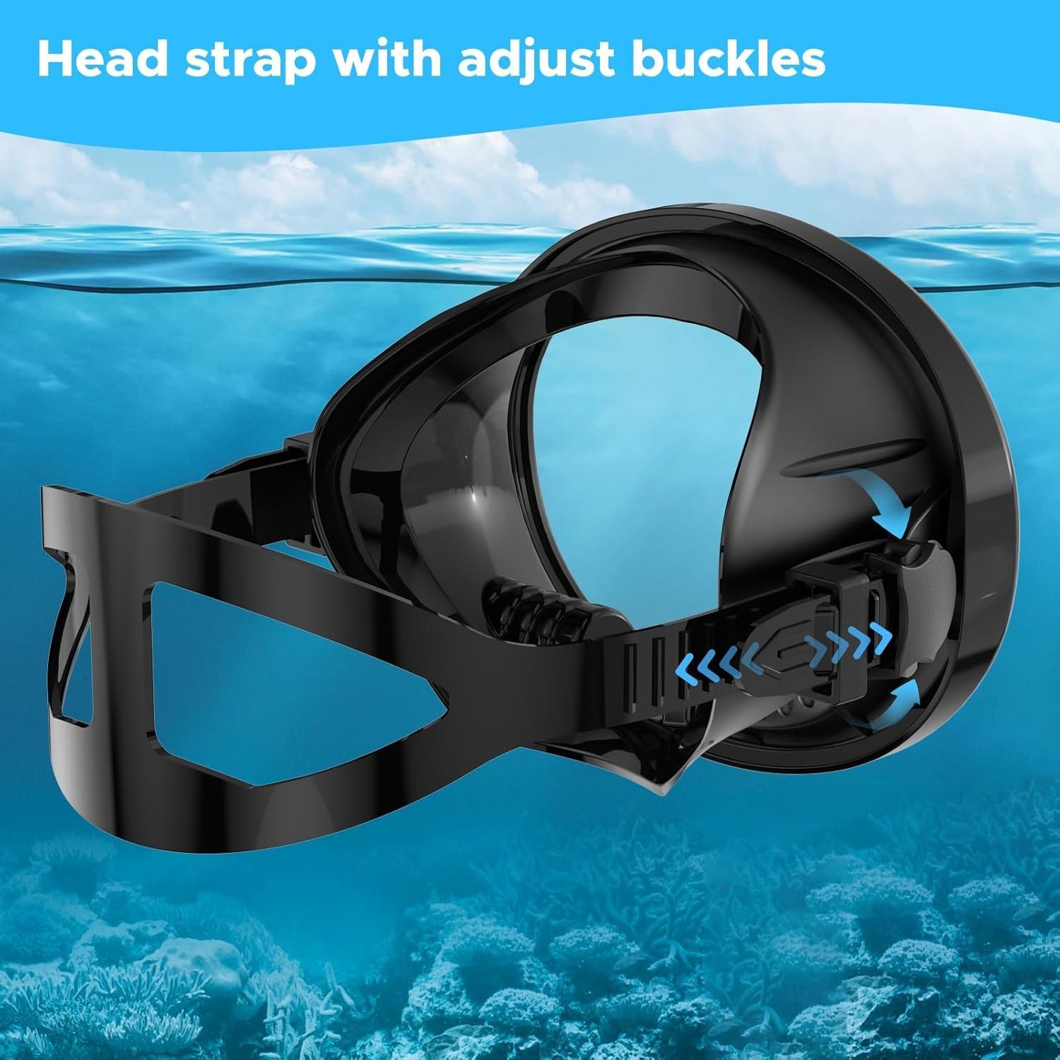 Scuba Diving Mask,Oval Tempered Glass Snorkel Mask Goggles for Underwater Vision