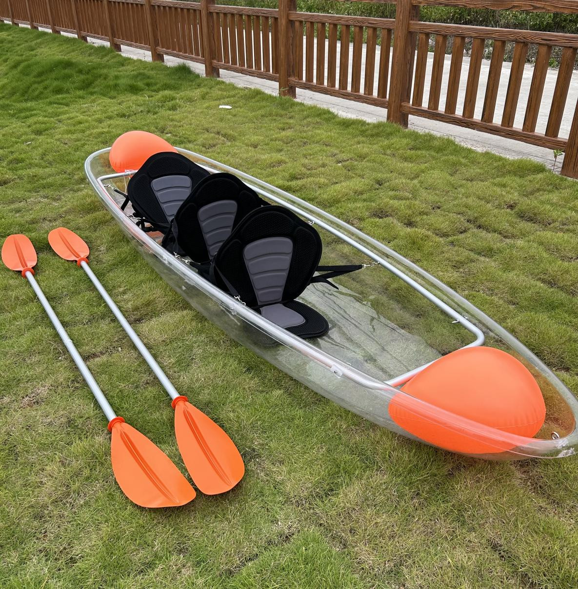 Clear Transparent 3 Person 11ft. Kayak Canoe With Colorful LED Lights