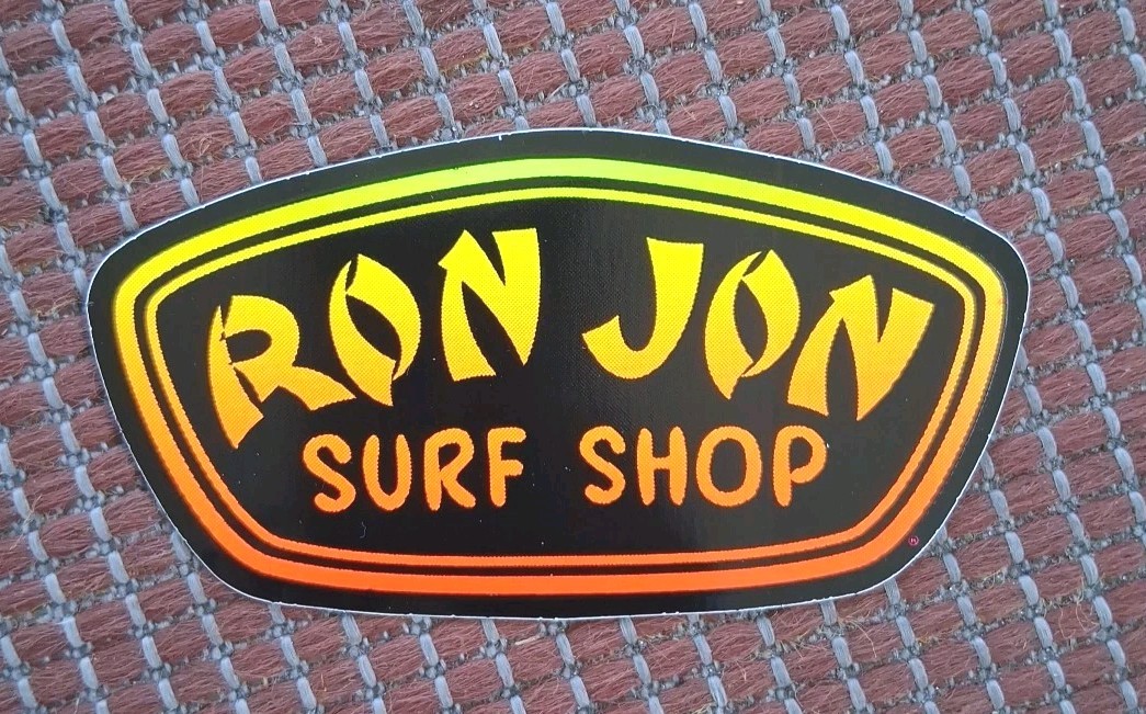 Ron Jon Surf Shop Sticker Decal Neon Orange Yellow Badge