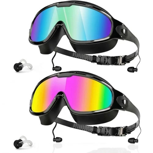 2 Pack Swim Goggles for Adults Anti Fog UV Protection Wide View Leakproof