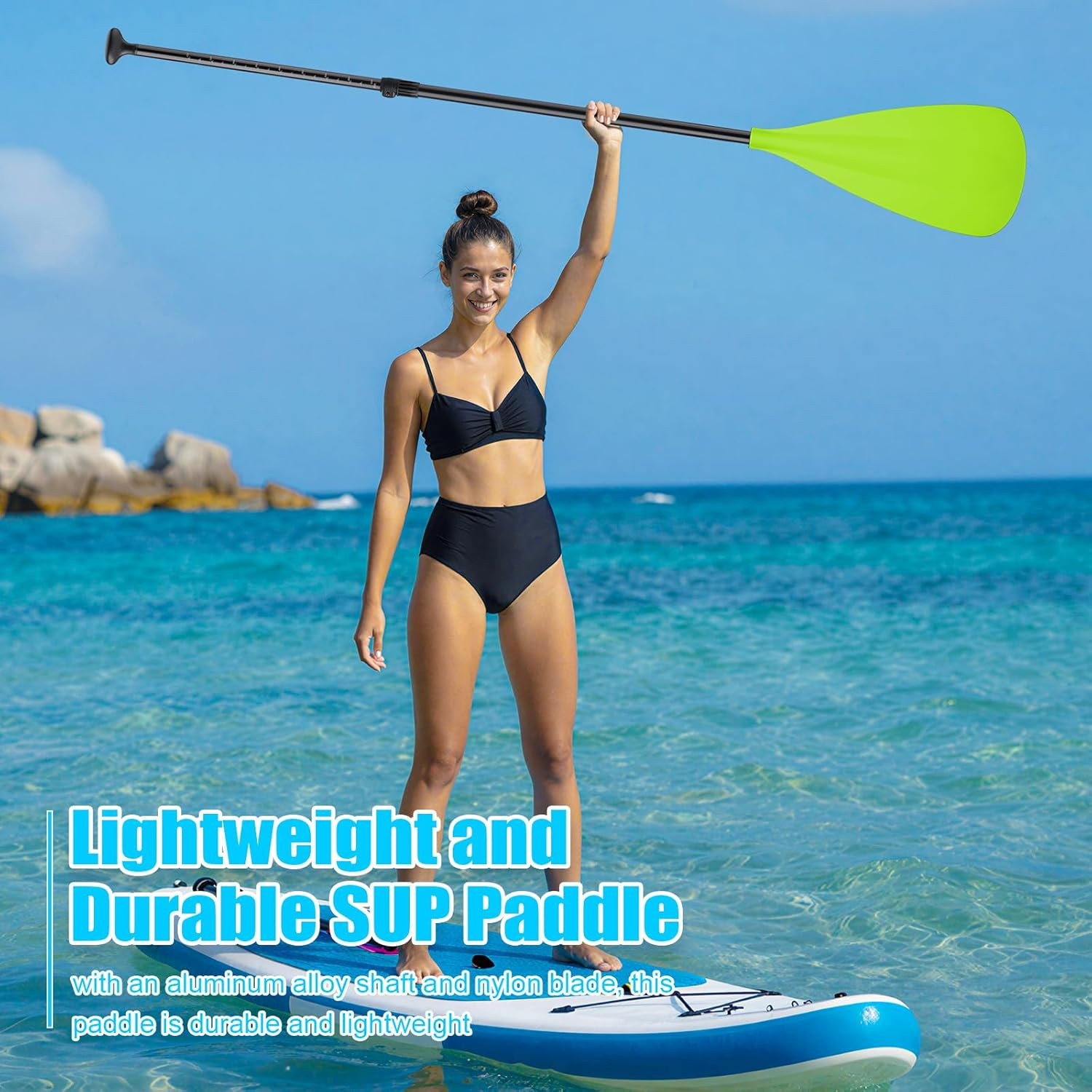 4 Set of 3 Pieces SUP Paddle Board Paddle Adjustable Paddleboard Lightweight Sta