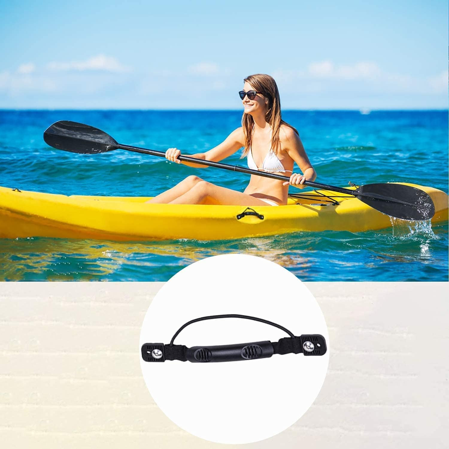2 Pcs Kayaks Canoe Side Mount Handles Replacement with Bungee Cord Paddle Hol…