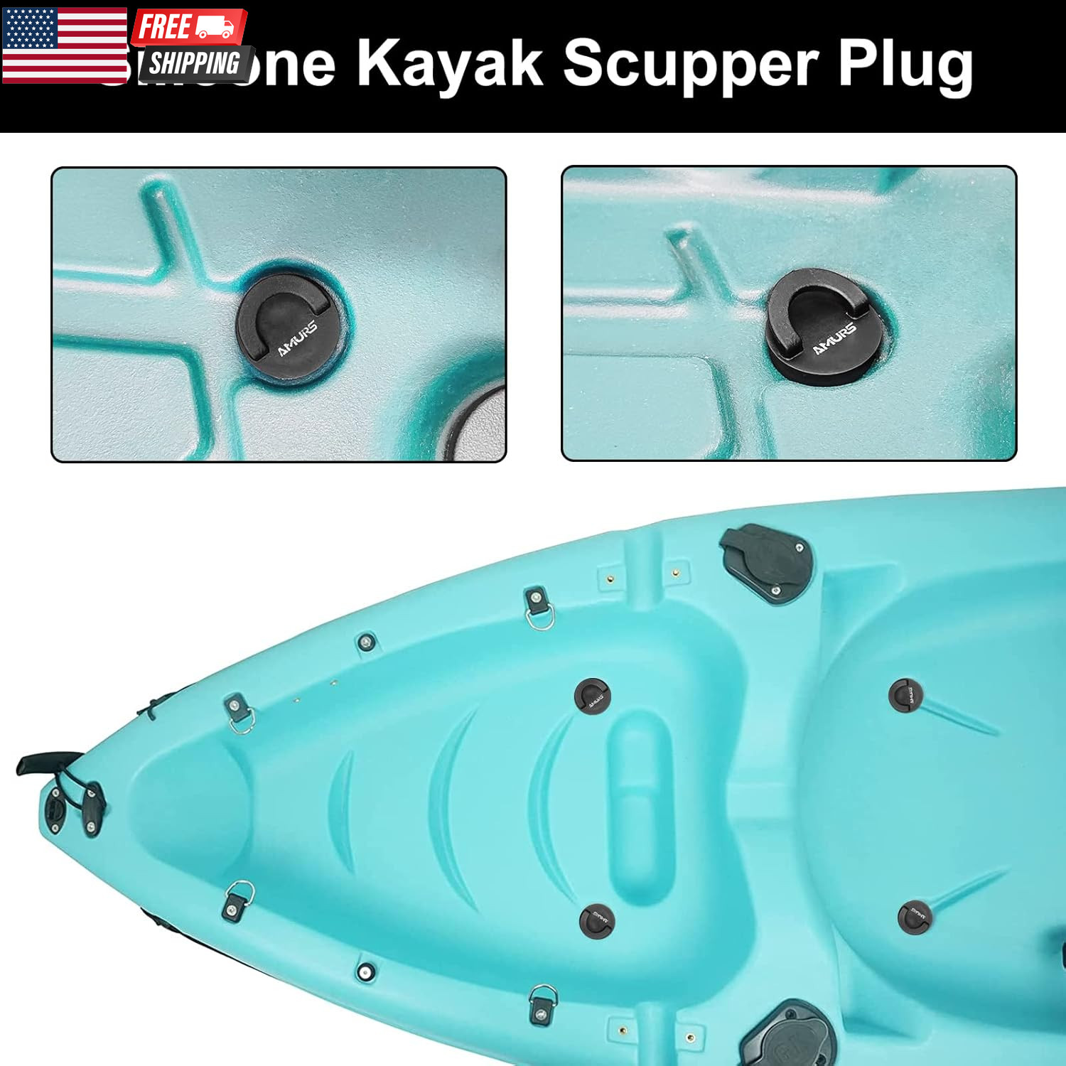 Kayak Scupper Plug Kit Scupper Plugs Drain Holes Stopper with Silicone Handle Un