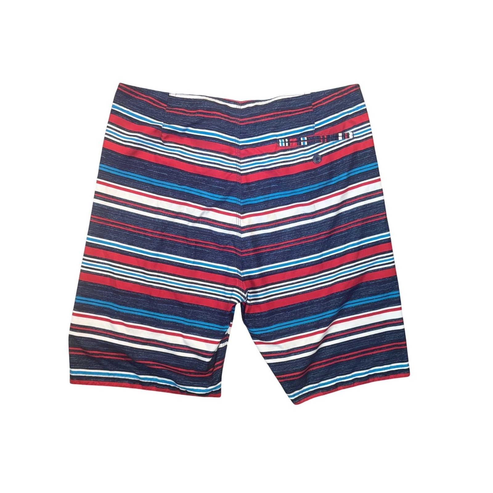 Old Navy Mens XL Swim Trunks Striped Board Shorts Red Blue White Drawstring