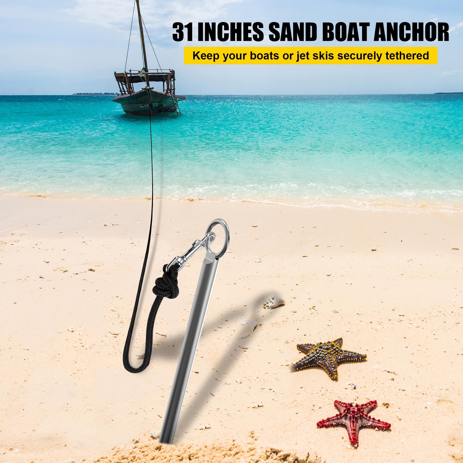 31″ Boat Sand Anchor, 316 Stainless Steel Screw-in Shallow Water Anchor