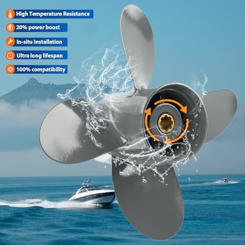 OEM Upgrade 9 1/4×10,4-Blade Aluminum Boat Motor Propeller for Honda/Yamaha 8