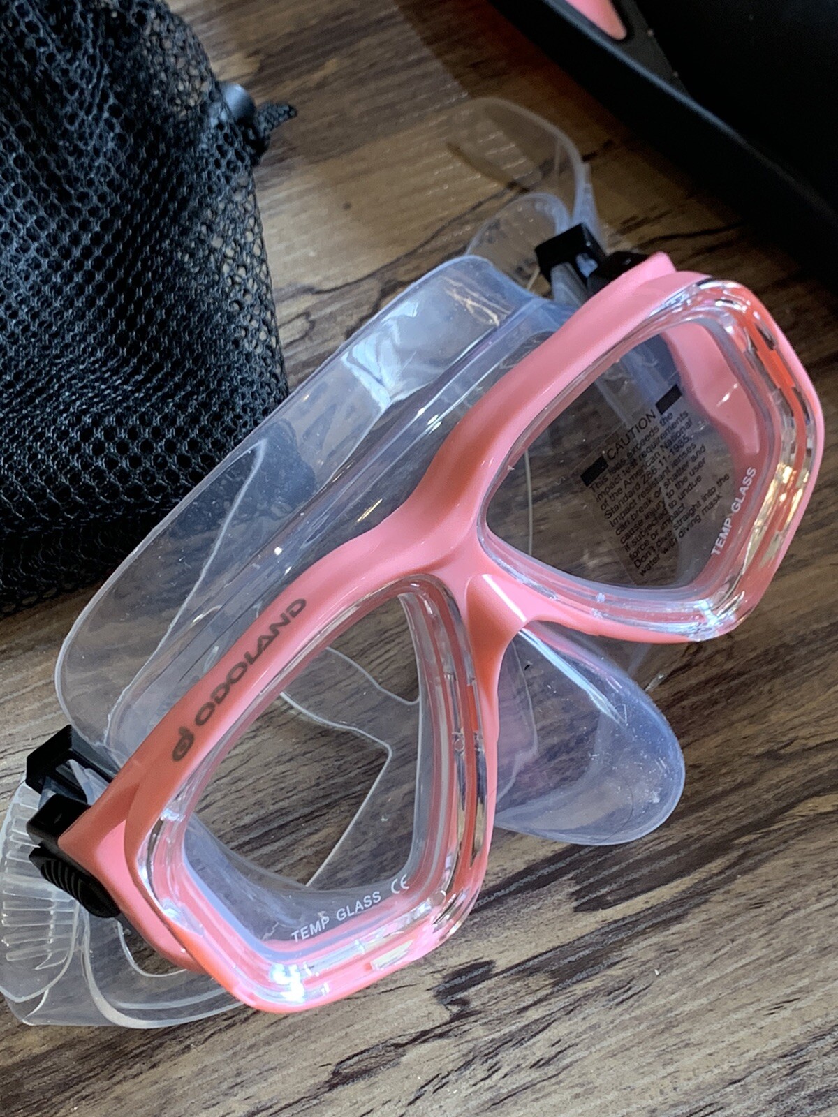 Odoland Pink Snorkel Three Piece Set with Mesh Bag Size Medium (7-8)