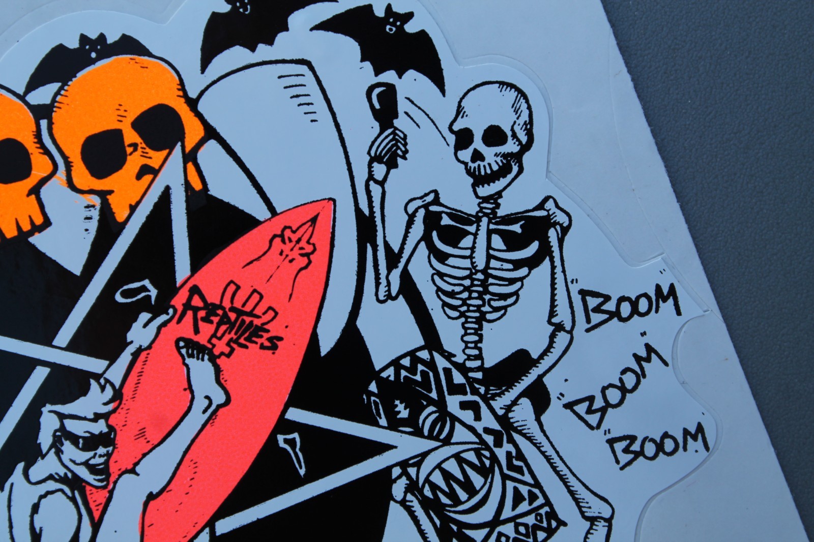 Nirvana Surfboards Neon Orange 80’s Pentagram Skulls V4A Vintage Surfing STICKER