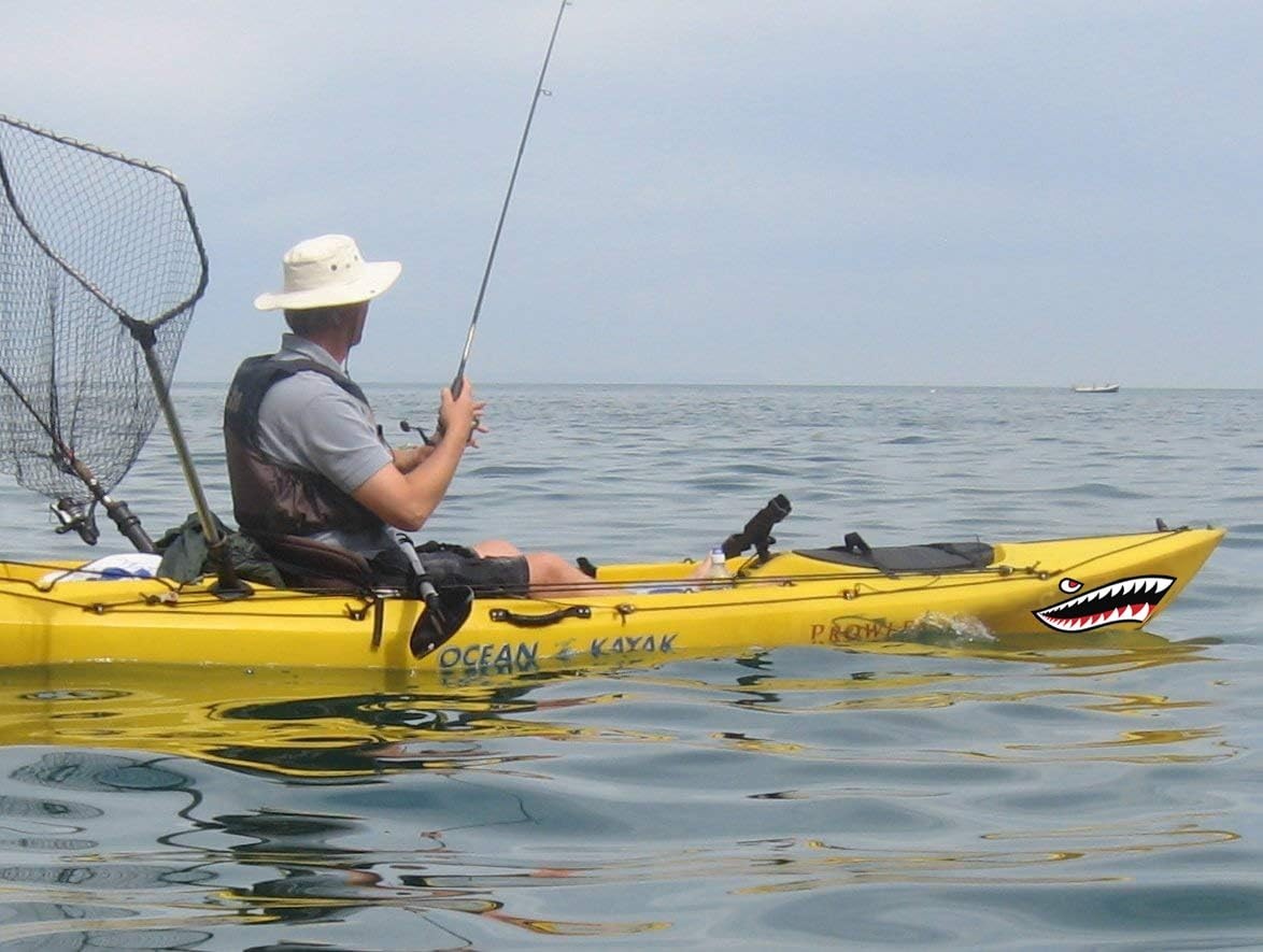 2Pcs Waterproof Shark Teeth Kayak Stickers – Funny Decals for Canoe, Boat, Jet S