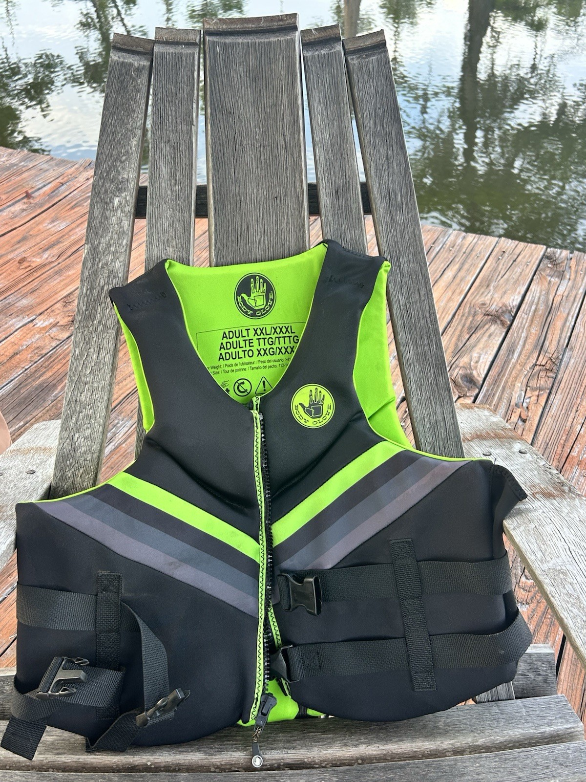 Body Glove Men’s Dual-Size Evoprene PFD, Life Jacket, (Male, Size XL,black Green