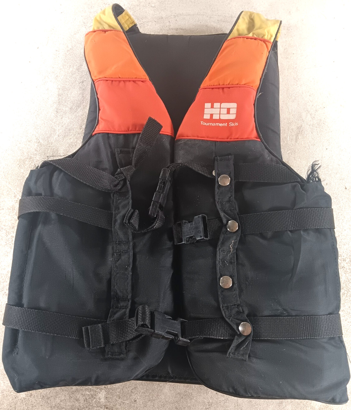 HO Skis Adult Life Jacket Size Small Color Orange & Black 34″ Chest 21″ Long