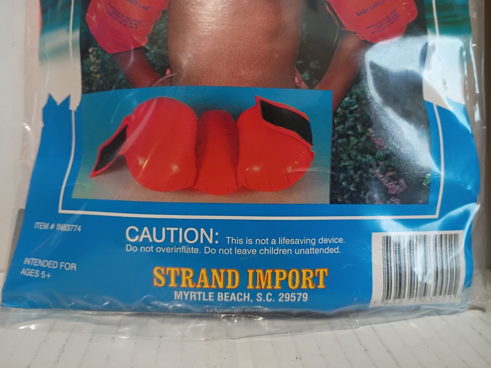 Vintage STRAND Inflatable Swim Arm Bands 9×8″ For Ages 5+ Orange & Yellow – NOS