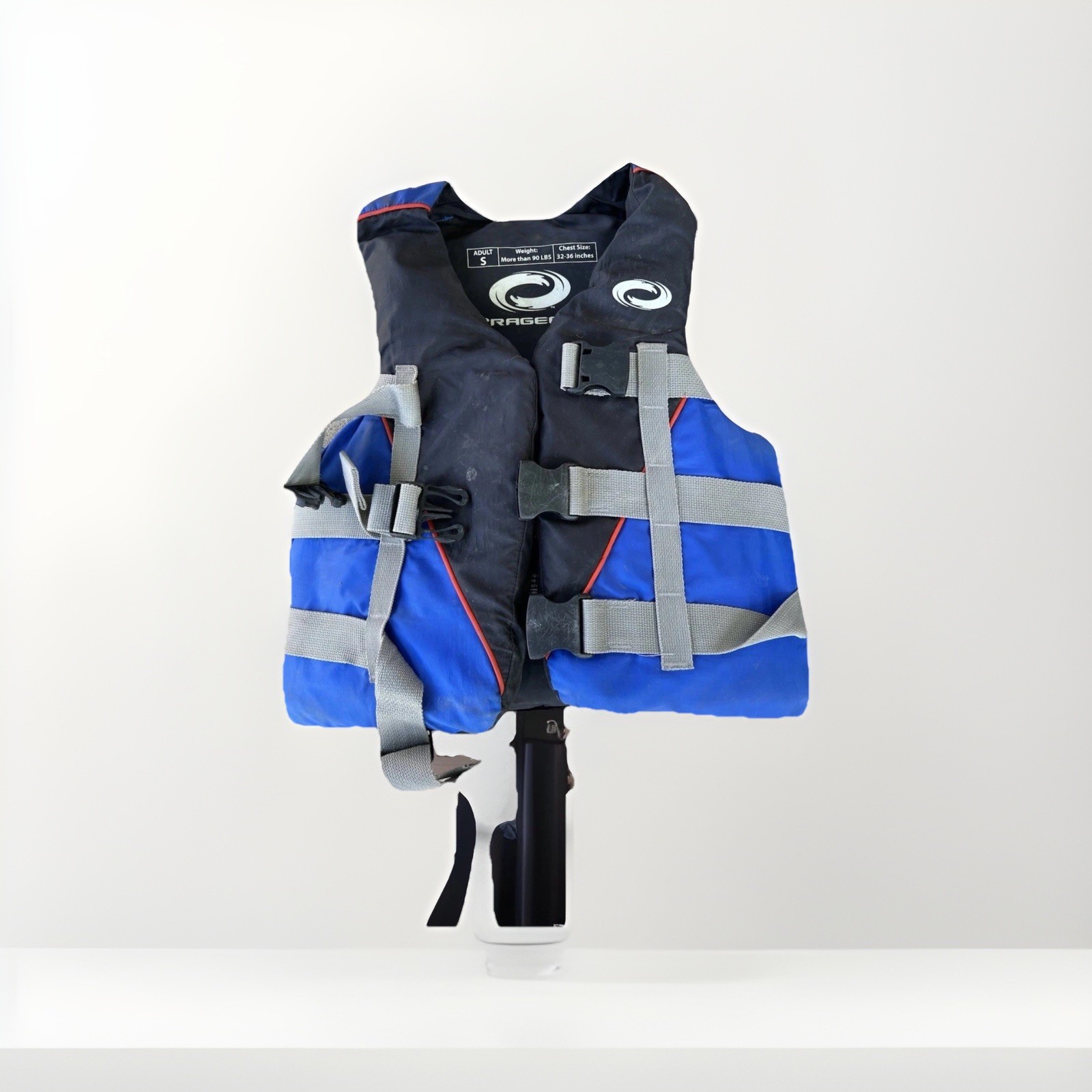 O’Rageous Adult Small Life Jacket Blue Black Chest 32-36″ Over 90 lbs