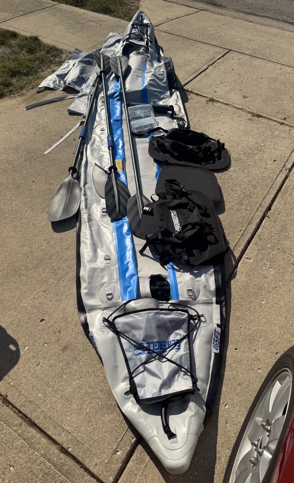 Sea Eagle Classic 465ft 3-Person Fast Track Inflatable Kayak Canoe Boat Raft