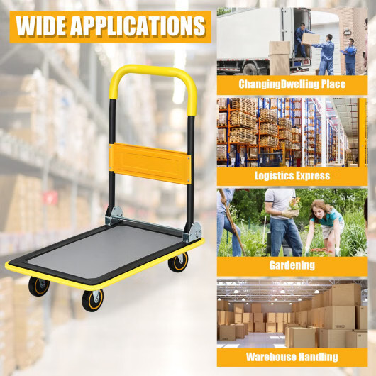 Costway 330lbs Folding Platform Cart Dolly Push Hand Truck Moving Warehouse Fold