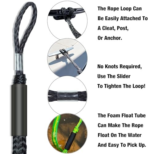 4FT Anchor Bungee Line Bigger 316 Stainless Clip Boat Bungee Dock 4Feet Black