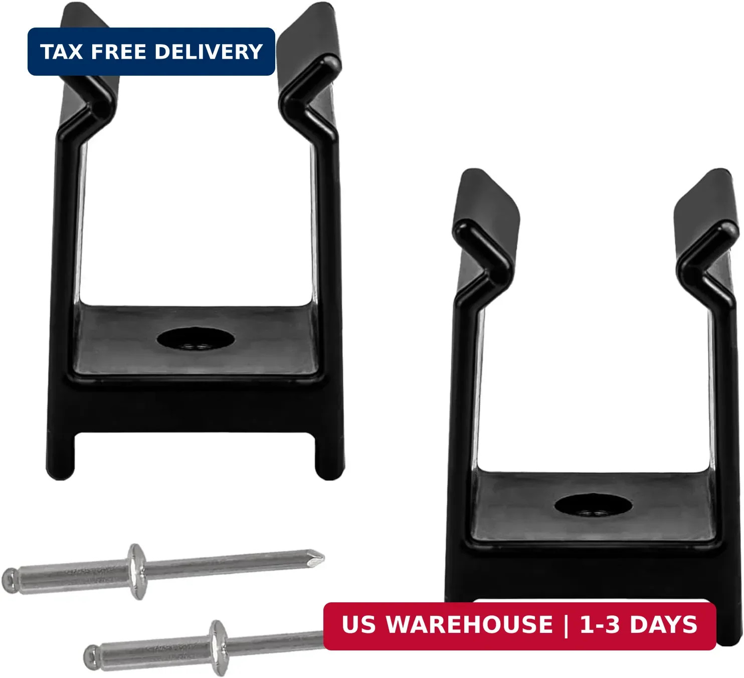 Bimini Top Pole Clips for 1-1/4 Inch Pontoon Support – 2 Pack Black