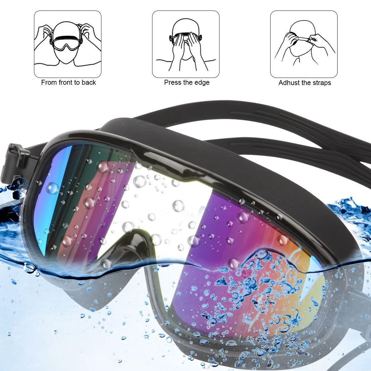 Adult Swimming Goggles Adjustable Anti-Fog Glasses Diving Underwater Protection