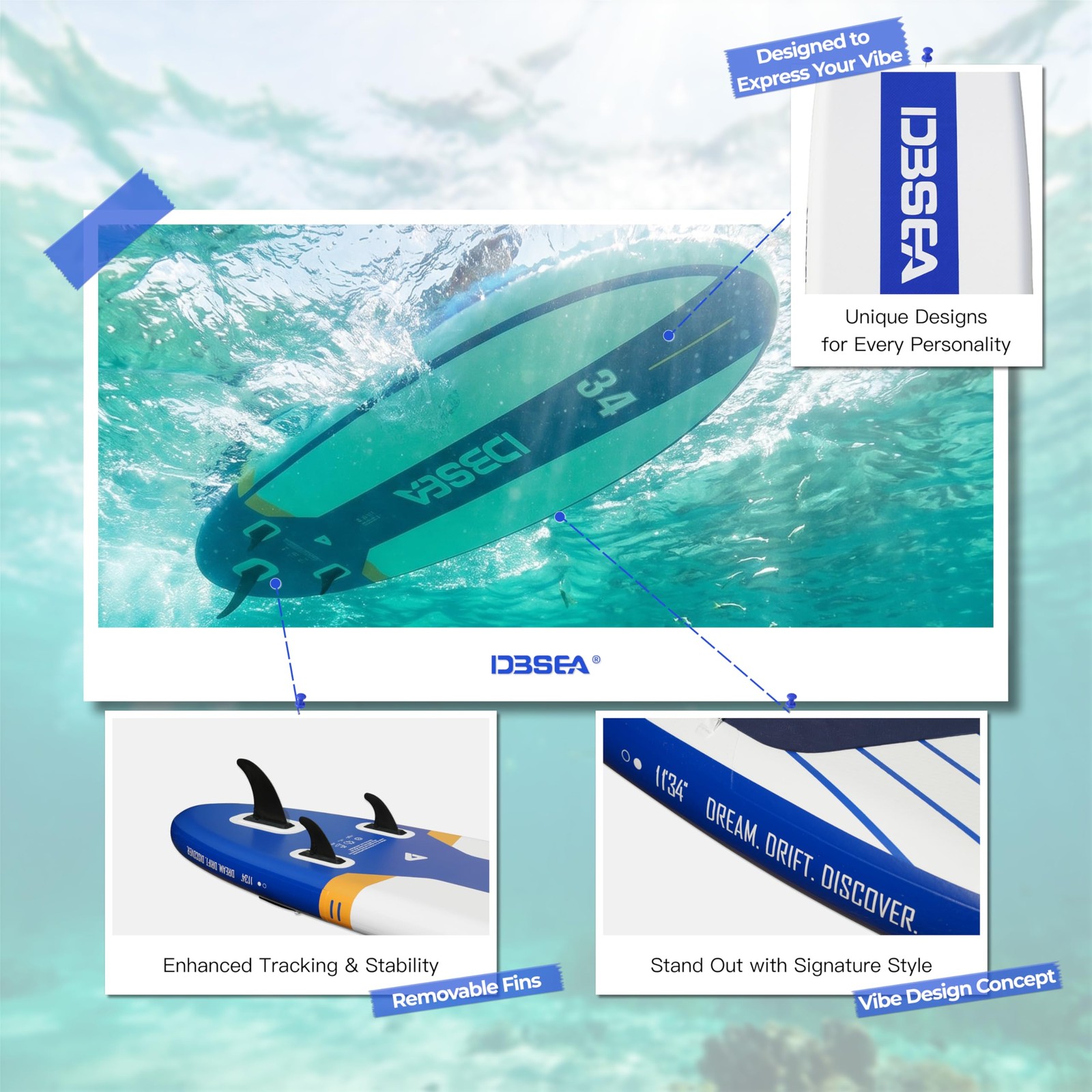 11 ft Inflatable Paddle Board with SUP Accessories, Extra Long Non Slip EVA D…