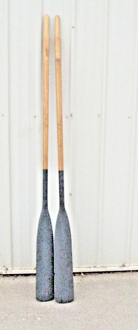 Very Good Used Pair 78″ Sturdy Wood Oars – blades 5″ x 24″ ** rowing row paddle