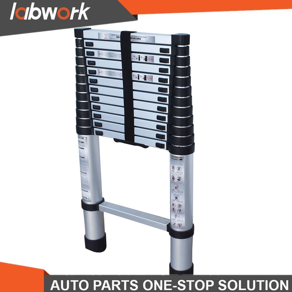 Labwork 12.5FT Heavy Duty Aluminum Extension Telescoping Lightweight Step Ladder
