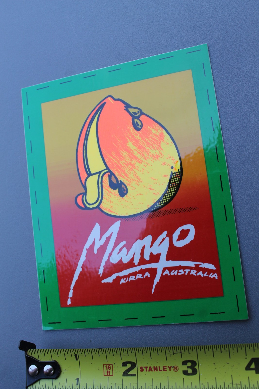 Mango Kirra Australia Neon Orange Green Surf 80’s V71C Vintage Surfing STICKER