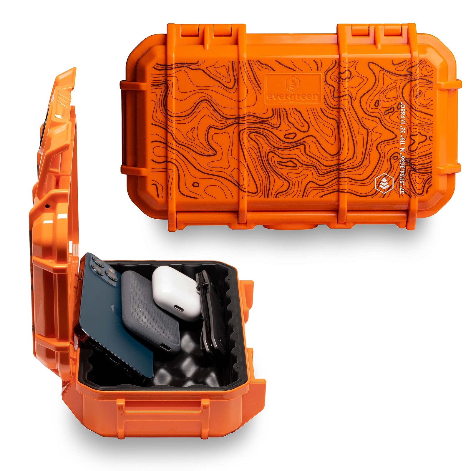 Evergreen 56 Dry Box – EDC Tough Protective Case USA Medium, Orange, TOPO